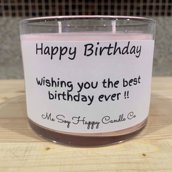 Bougie de joyeux anniversaire - Fabriquée à la main à Mulvane pour la vente par Me Soy Happy Candle Co & More