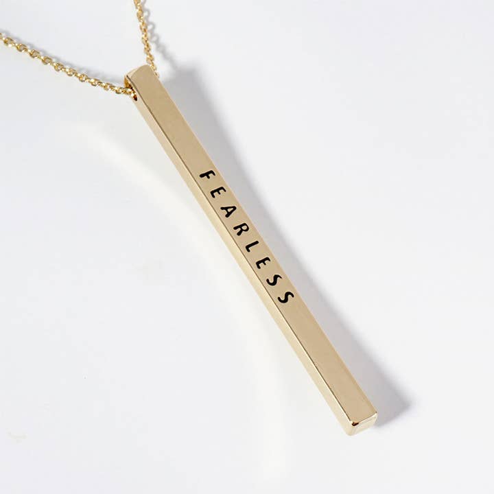 Sensibling Corp. - Wholesale Pendant/Charm Necklace - FEARLESS Brass Metal Bar Pendant Necklace