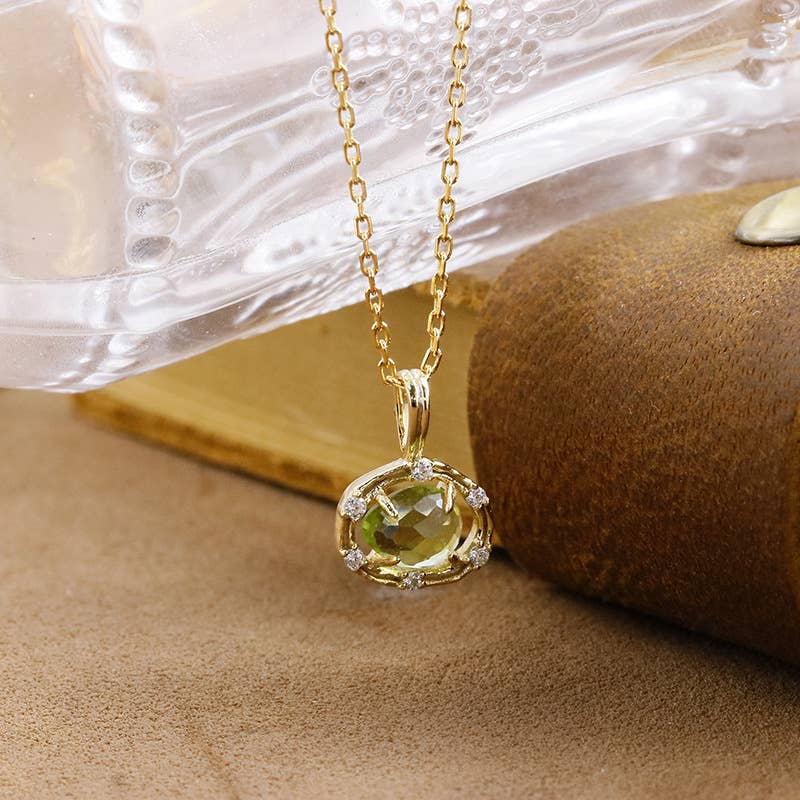 Gioiellin - S925 Silver Jewelry - Wholesale Pendant/Charm Necklace - 925 Sterling Silver Irregular Peridot Ring Necklace7