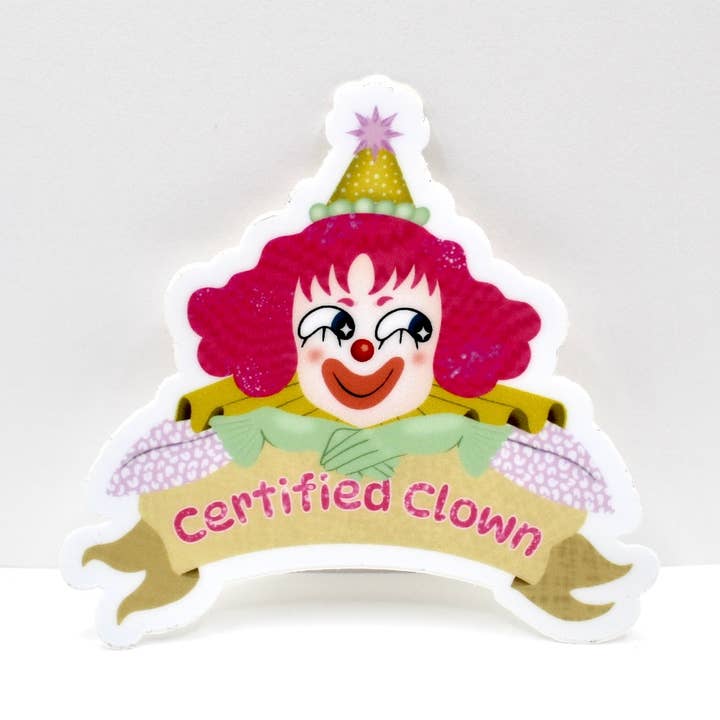 Gecertificeerde clownsticker voor wholesale door Crowded Cat Studio