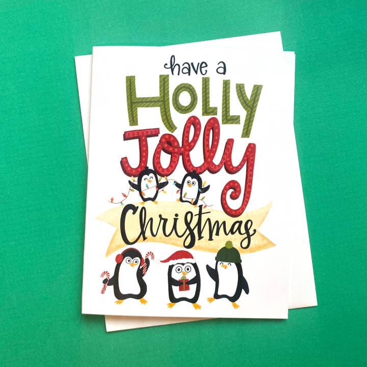Fox Card Co - Wholesale Christmas Card - Holly Jolly Penguin Christmas Card1