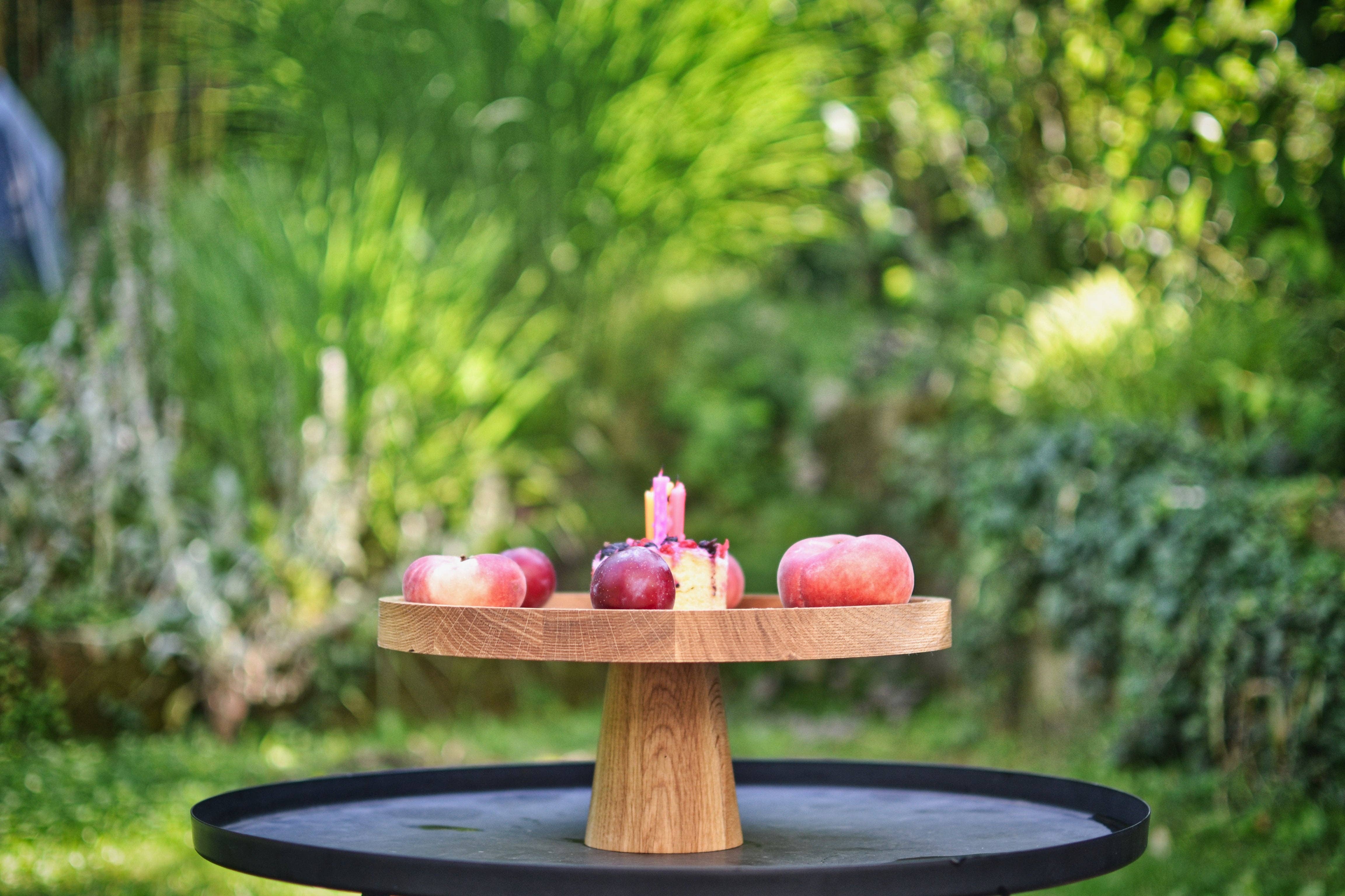 Natuhr – Bandeja de servir por atacado – Suporte para bolos redondo de carvalho - prato para servir10