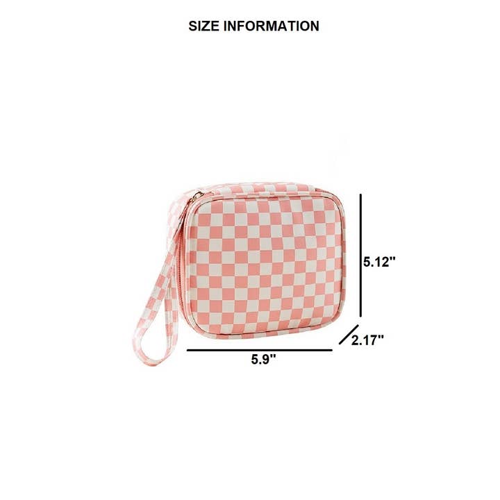 42POPS - Wholesale Makeup/Cosmetic Bag - ",..SI-26551 Checkered Cosmetic Makeup Travel Case