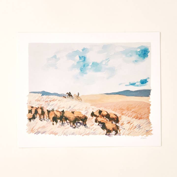 Little Salt Wagon - Wholesale Art Print - Bison Herd Landscape Art Print Wall Decor0