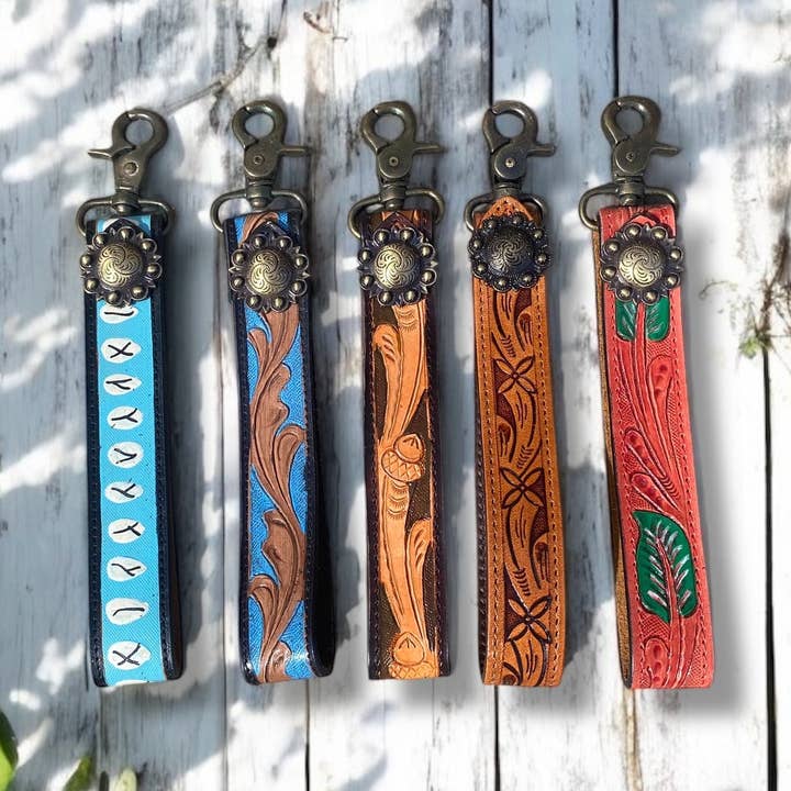 Tooled Keychains - 5 Designs for wholesale by Western Linens