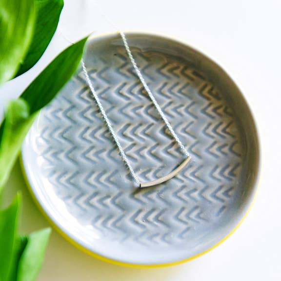 Curved Bar Necklace | Sterling Silver or 14k Gold Filled for wholesale by Blossom and Shine