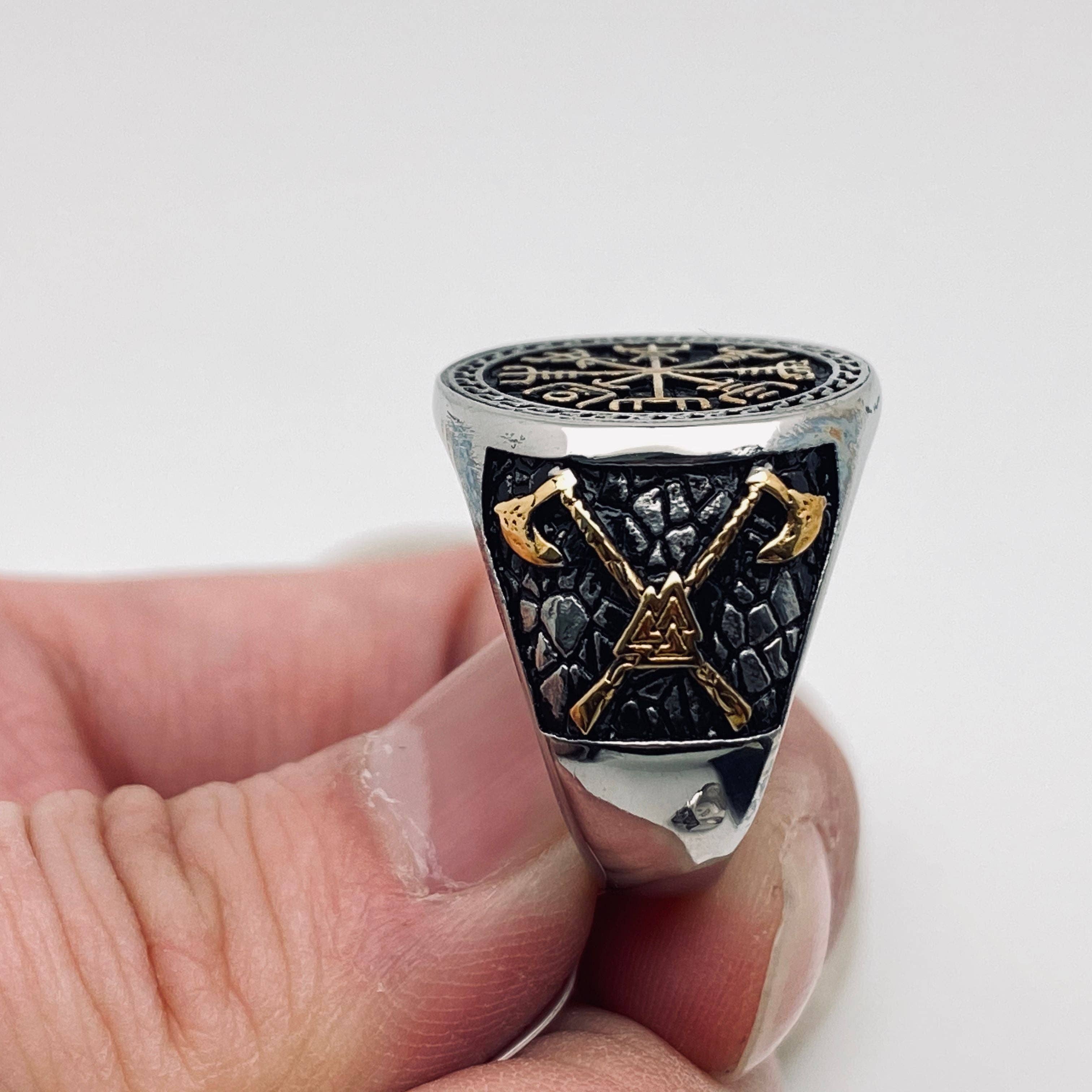 Mio Queena – wholesale Signet ring – Viking Axe Totem Men's Stainless Steel Ring - MJ/MR4