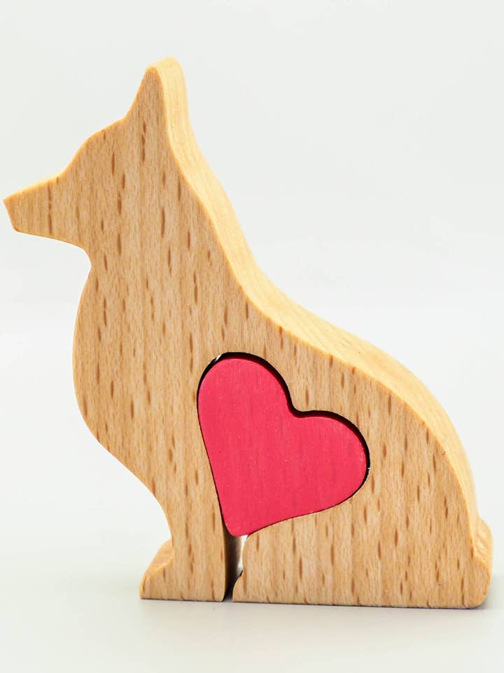 Corgi - Minimalistic miniature wooden dog figurine keepsake for wholesale by Wood Metamorphosis