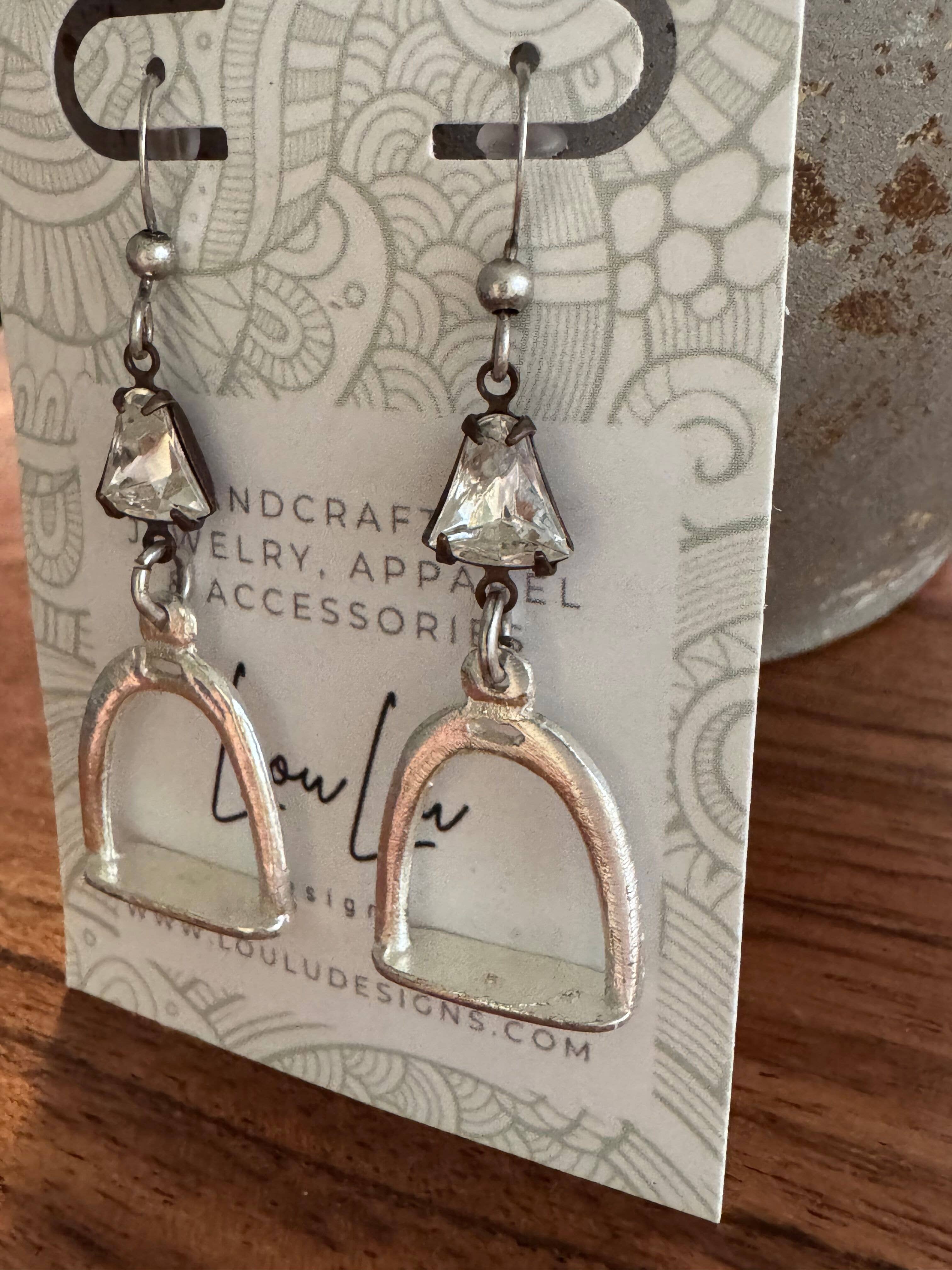 Loulu Designs - Wholesale Dangle Earrings - Ride On Stirrup Sparkle Earrings
