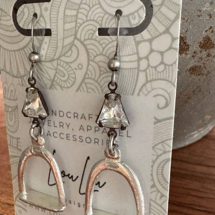 Loulu Designs - Wholesale Dangle Earrings - Ride On Stirrup Sparkle Earrings0