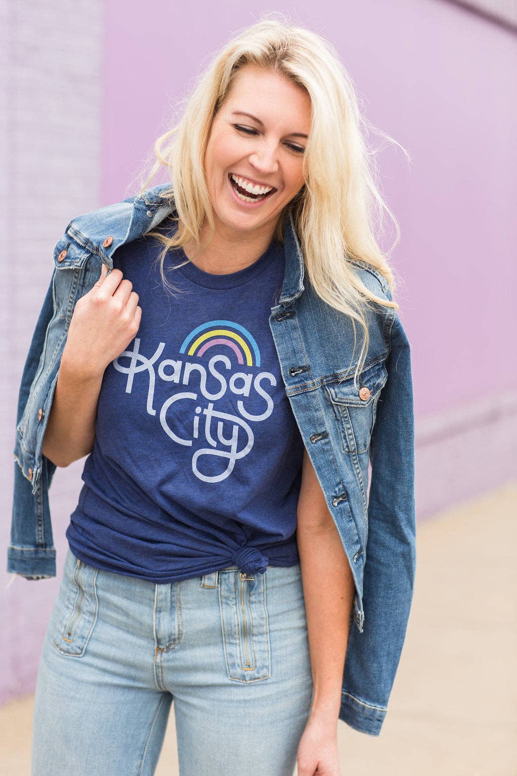 Ampersand Design Studio - Wholesale Screen Printed T-Shirt - Unisex - Retro Kansas City T-Shirt - Navy1