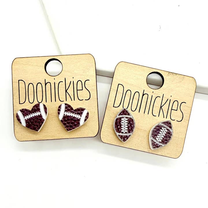 Textured Football Stud Collection - Sports Earrings - 2 Options for wholesale by Doohickies