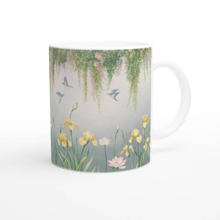 Vintage Style Swallows Floral Mug - Decorative Coffee Cup for wholesale by Aminelle & Willow