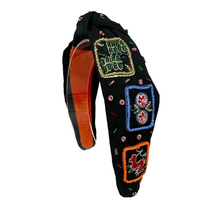 Headband Knot - Mahjong - Black for wholesale by Golden Lily