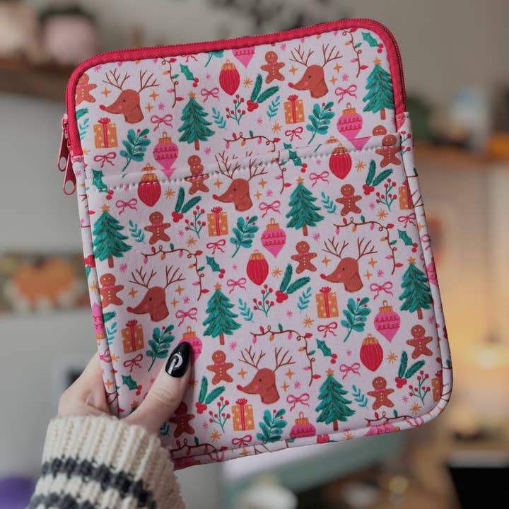 CrescentCatCo - Wholesale Pouch - Women's - Pastel Christmas Magic Book & Kindle Sleeve Pouch1