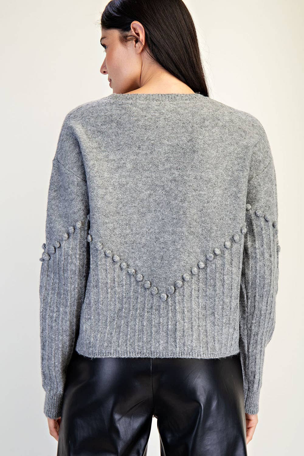 Edit by Nine - Wholesale Cardigan - Women's - Pom Pom Detail Oversized Sweater Cardigan2