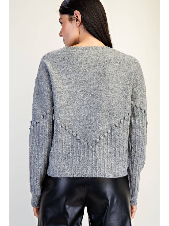 Edit by Nine - Wholesale Cardigan - Women's - Pom Pom Detail Oversized Sweater Cardigan2