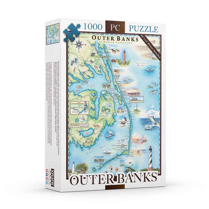 XPLORER MAPS - Vente Puzzle – adulte - Puzzle cartographique d'Outer Banks, 1000 pièces0