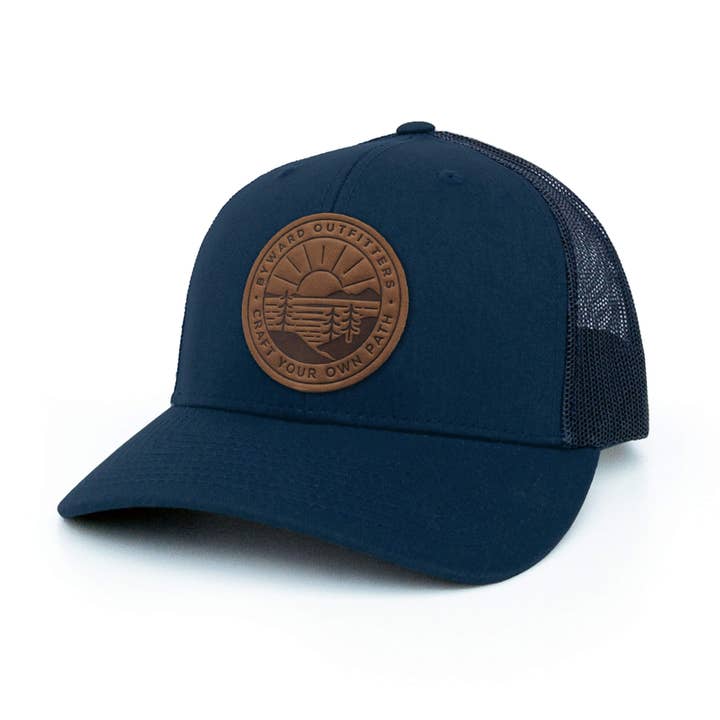 Byward Outfitters - Wholesale Trucker Hat - Unisex - Scenic Sunrise Leather Patch Hat