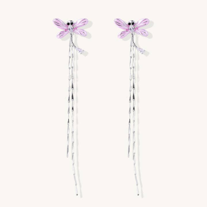 Statement Purple Dragonfly Drop Earrings for wholesale by Branvas Jewelry