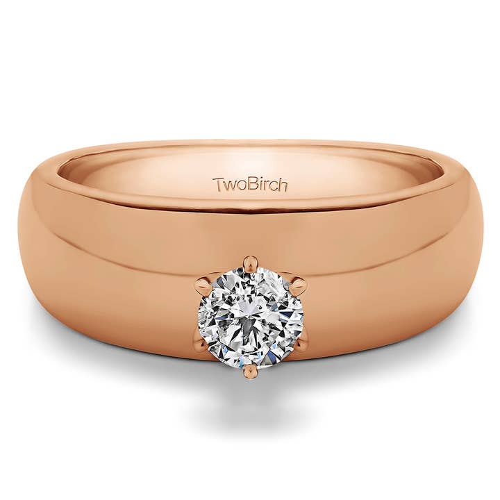 0.5 Carat Wide Shank Solitaire Engagement Ring in Rose Gold for wholesale by TwoBirch