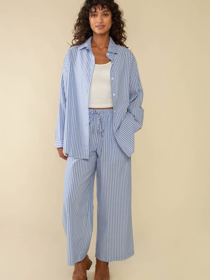 NLT - Venta al por mayor Pantalones - Mujer - Pantalones culotte de pierna ancha con rayas verticales y cintura elástica con cordón9