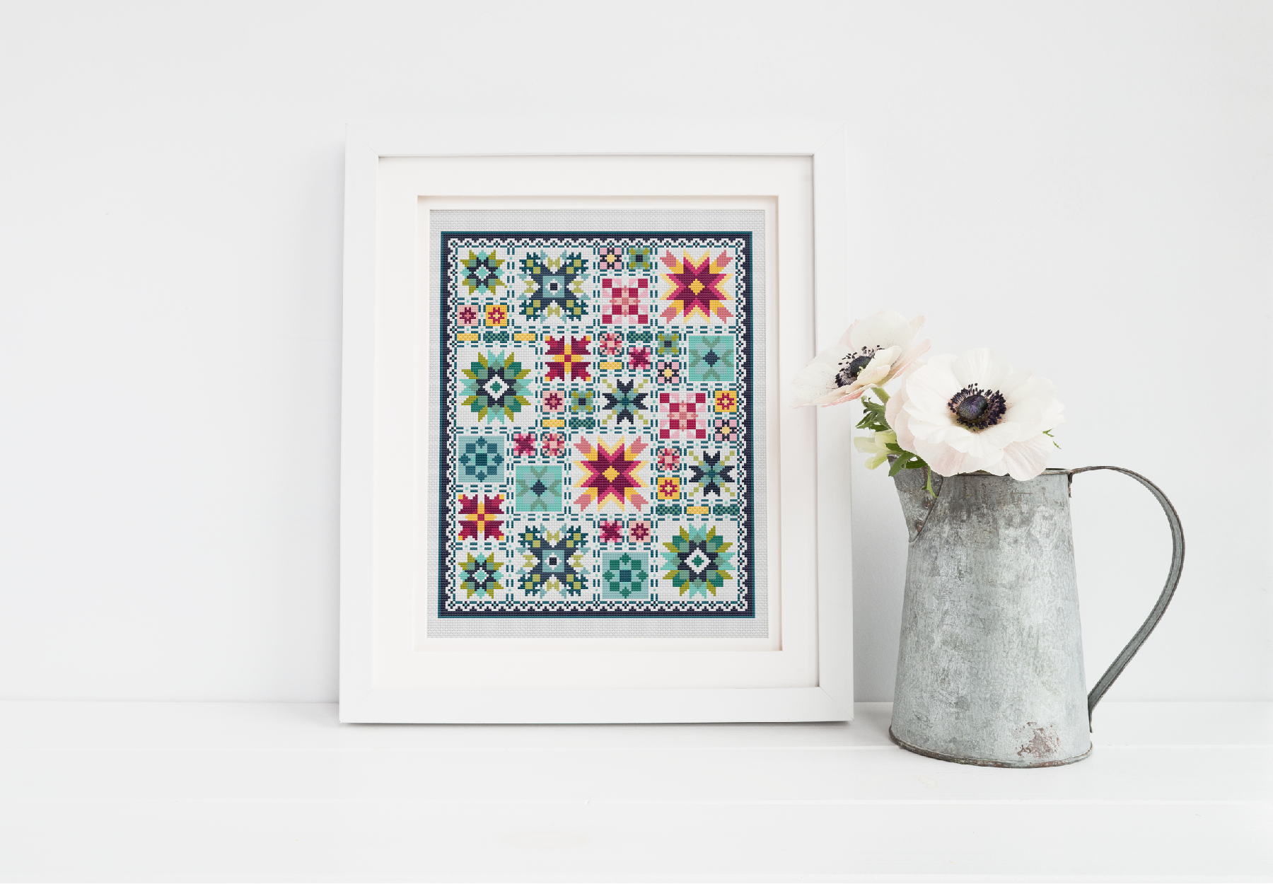 Cora's Quilts - Wholesale Craft Sewing Kit - Barn Star Sampler Counted Cross Stitch Pattern, CQ-CS0072