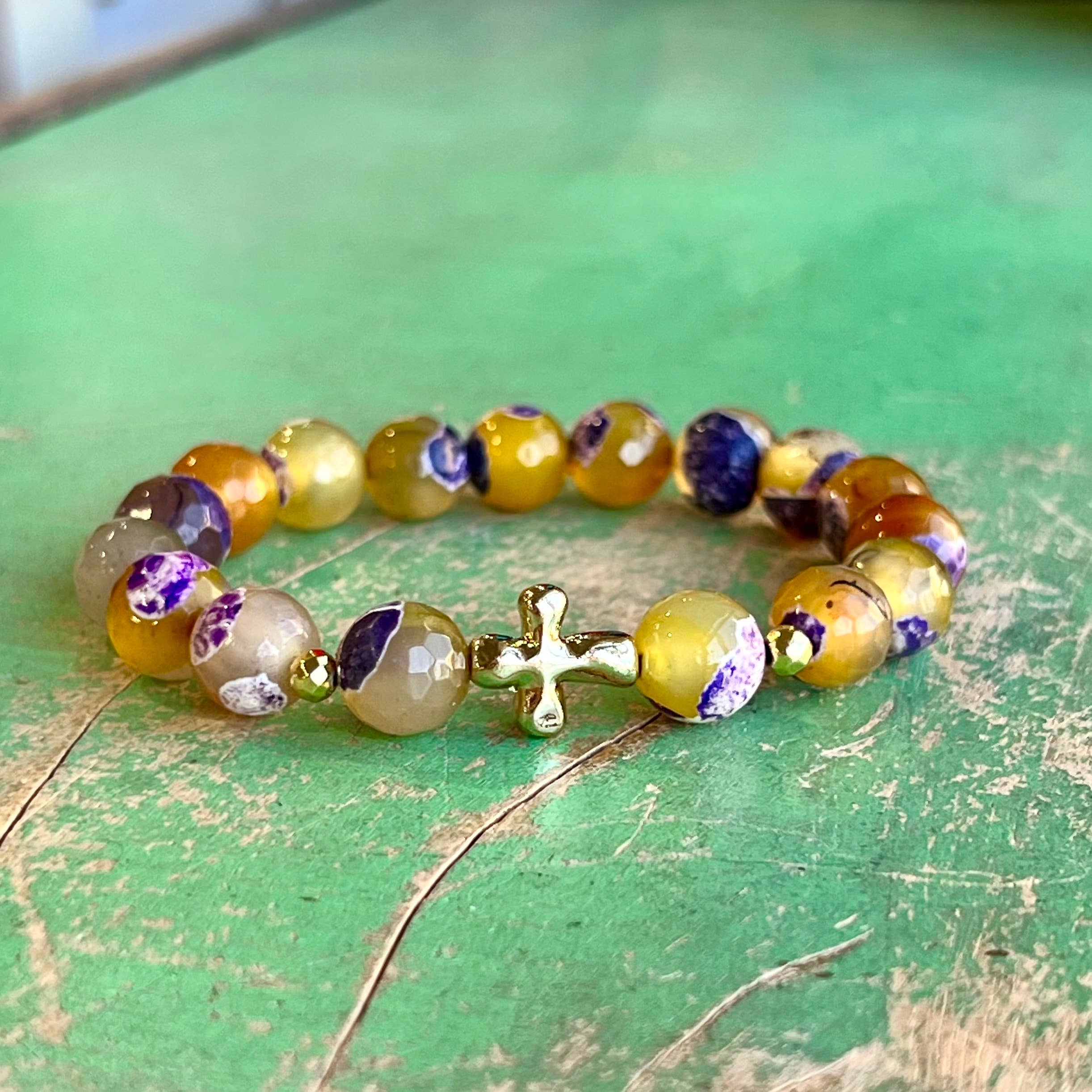 Love and Honor Jesus LLC - Wholesale Beaded Bracelet - Purple and Gold Faith Bracelet1