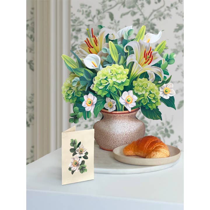 FreshCut Paper LLC - Wholesale Everyday Greeting Card - Ivory & Sage (8 Pop-up Greeting Cards)