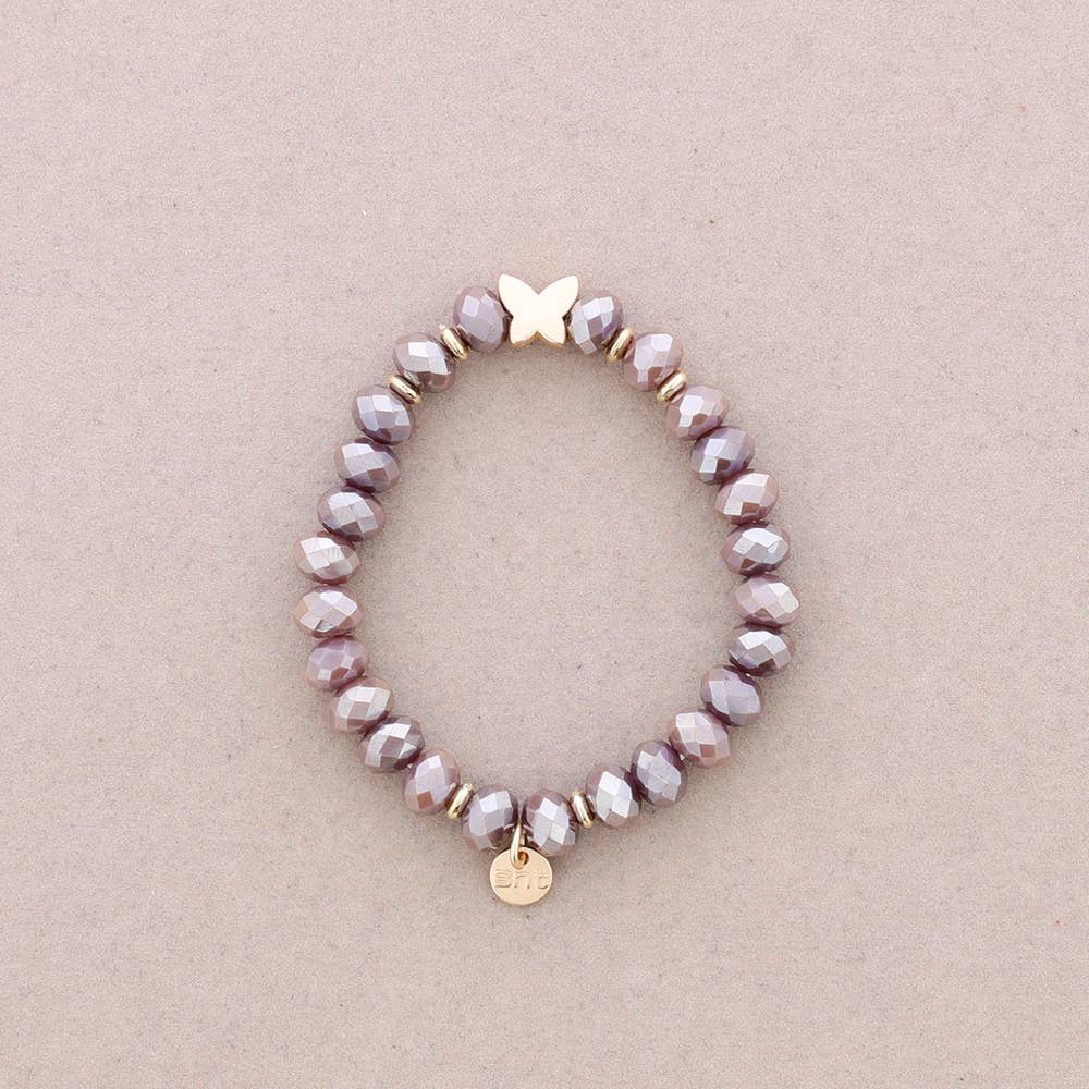 Sonata - Wholesale Beaded Bracelet - Elastic Bracelet with Faceted Crystal Butterfly Metal4