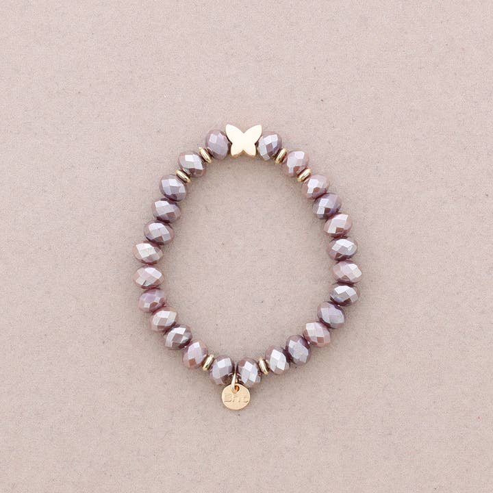 Sonata - Wholesale Beaded Bracelet - Elastic Bracelet with Faceted Crystal Butterfly Metal4