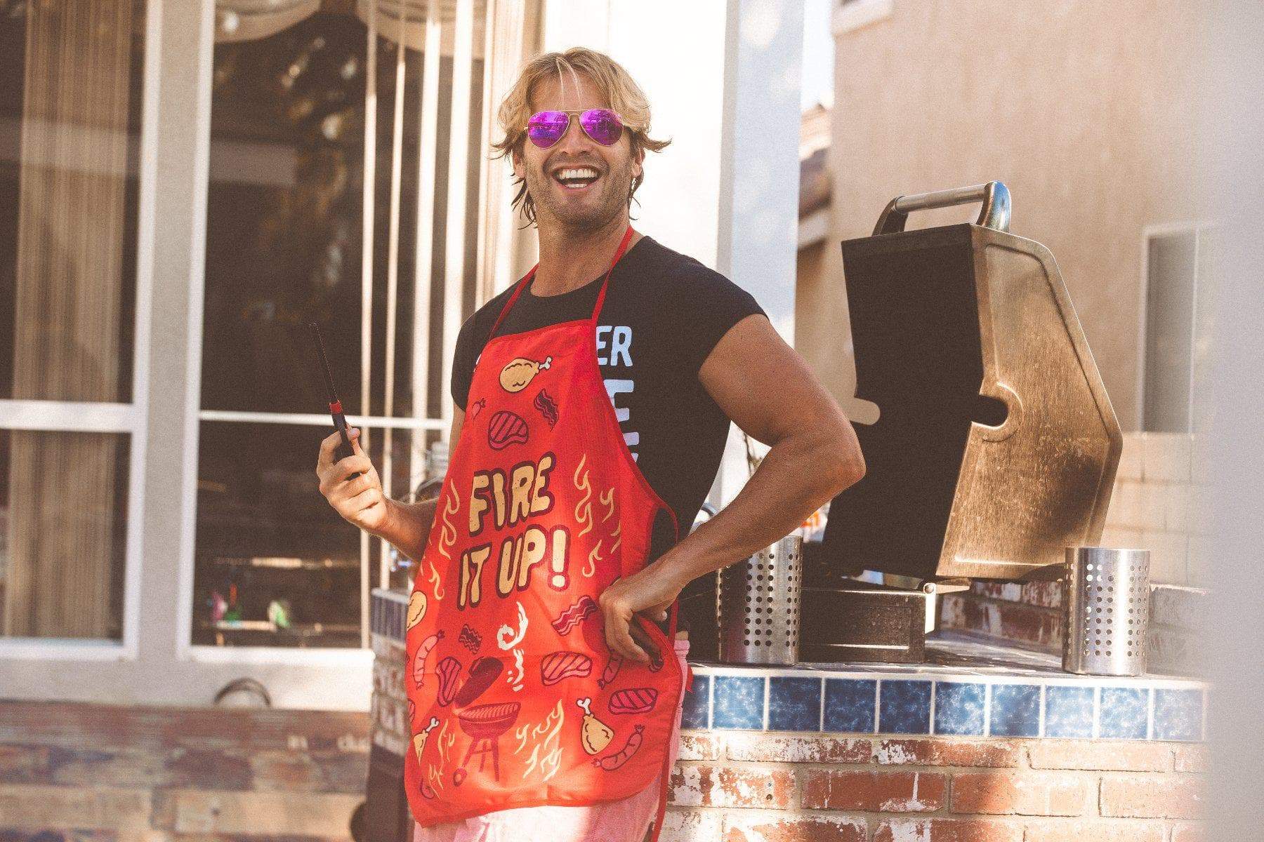 Red Fire It Up Grill Apron Gift for Chef or Dad Cool Design for wholesale on Faire2