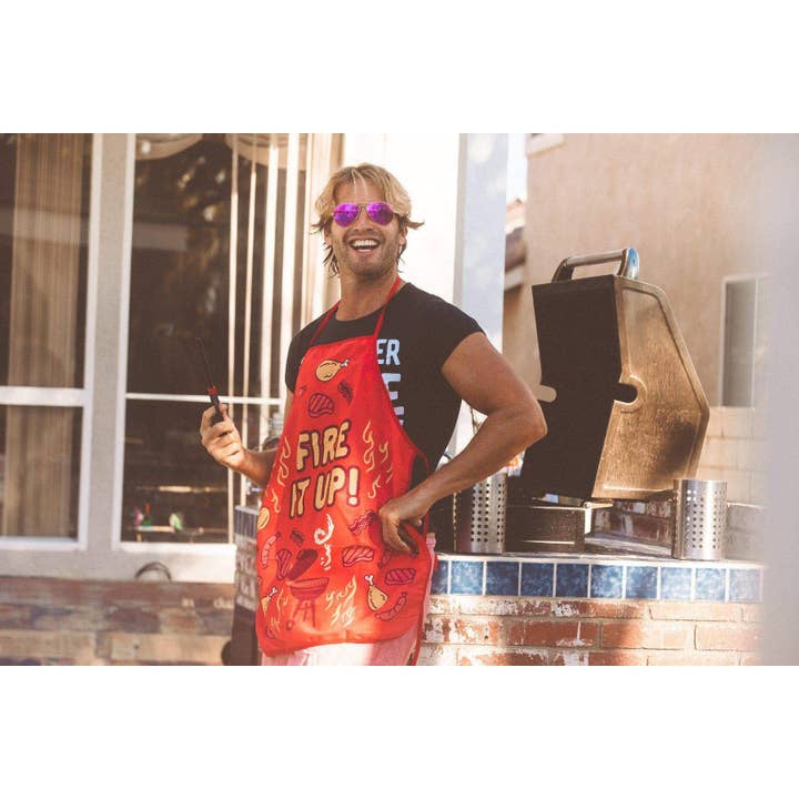 Red Fire It Up Grill Apron Gift for Chef or Dad Cool Design for wholesale on Faire2