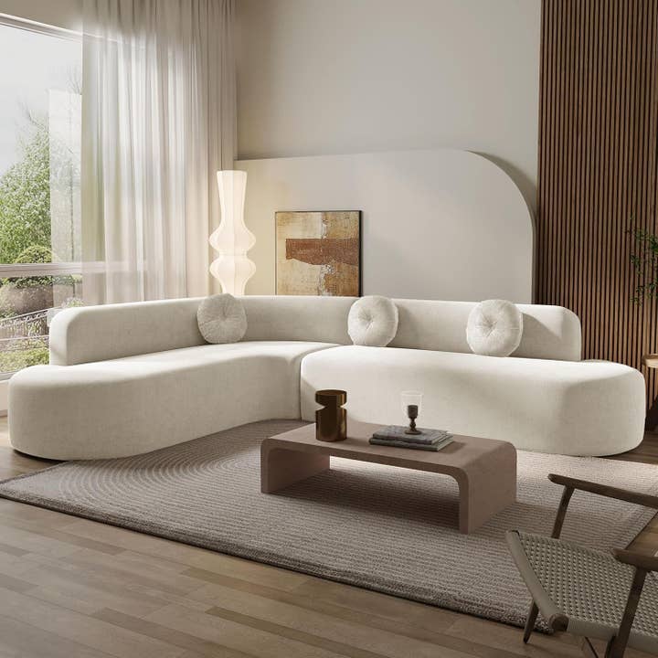 Beige Extra Large Sectional Sofa with Elegant Curved Design for wholesale on Faire2