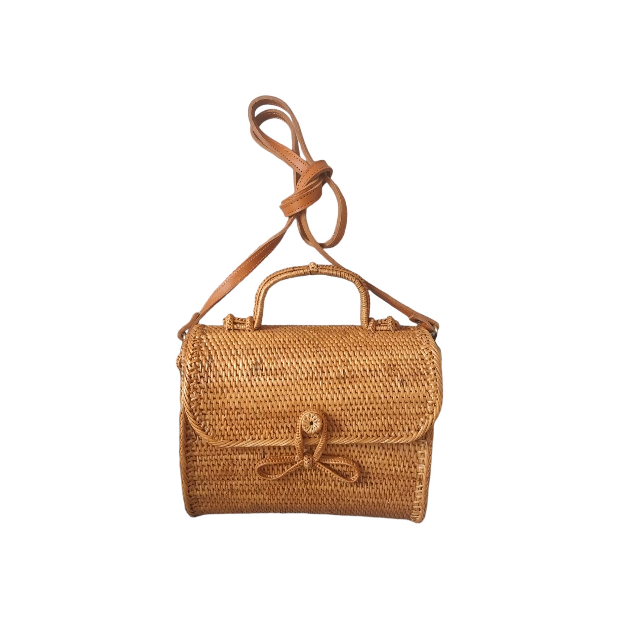 The Artisan and Company - Vente Sac à bandoulière – femme - Sac bandoulière en rattan avec poignée supérieure2