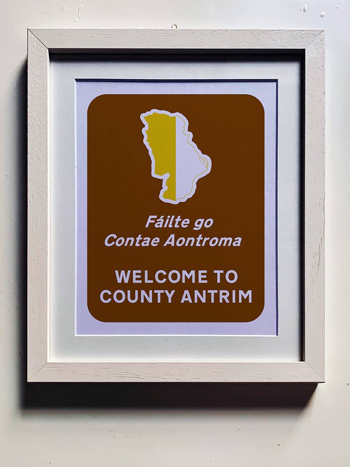 10x12'' Mounted Print - Welcome to County Antrim for wholesale by Clemence Prosen Art & Design