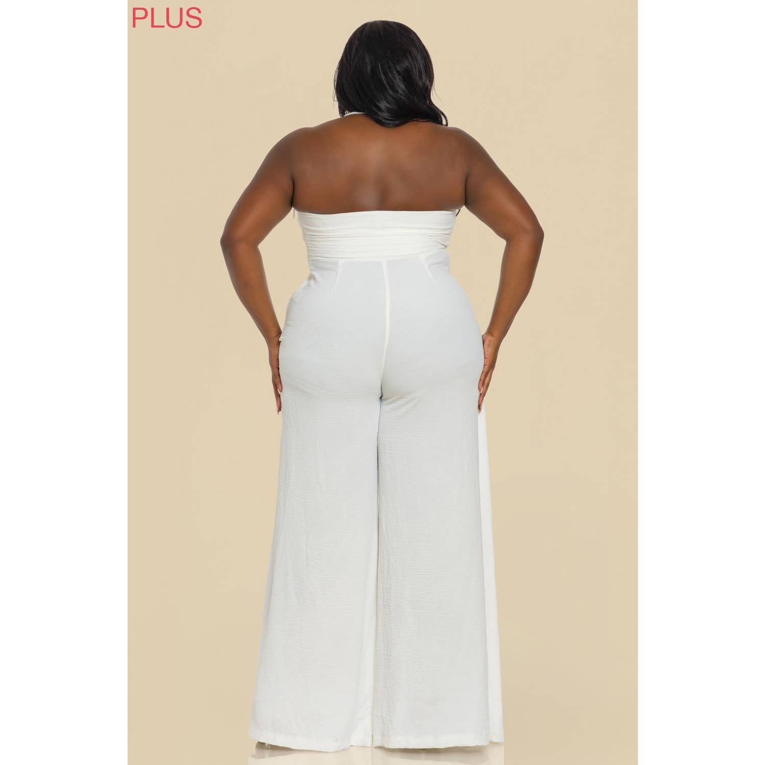 The Sang - Wholesale Jumpsuit - Women's - PLUS SOLID HALTER GATHERED JUMPSUIT4