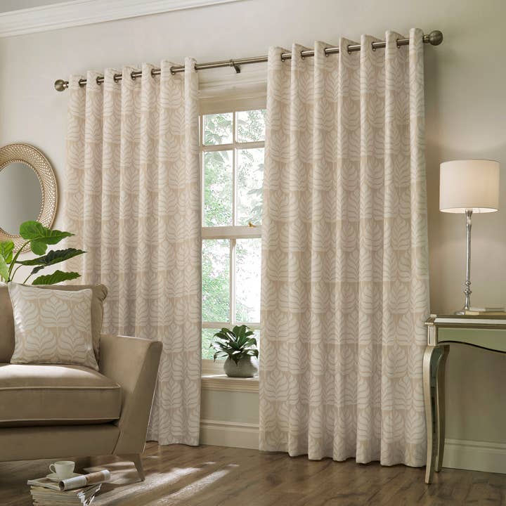 Horto Botanical Eyelet Curtains Natural for wholesale by Riva Home