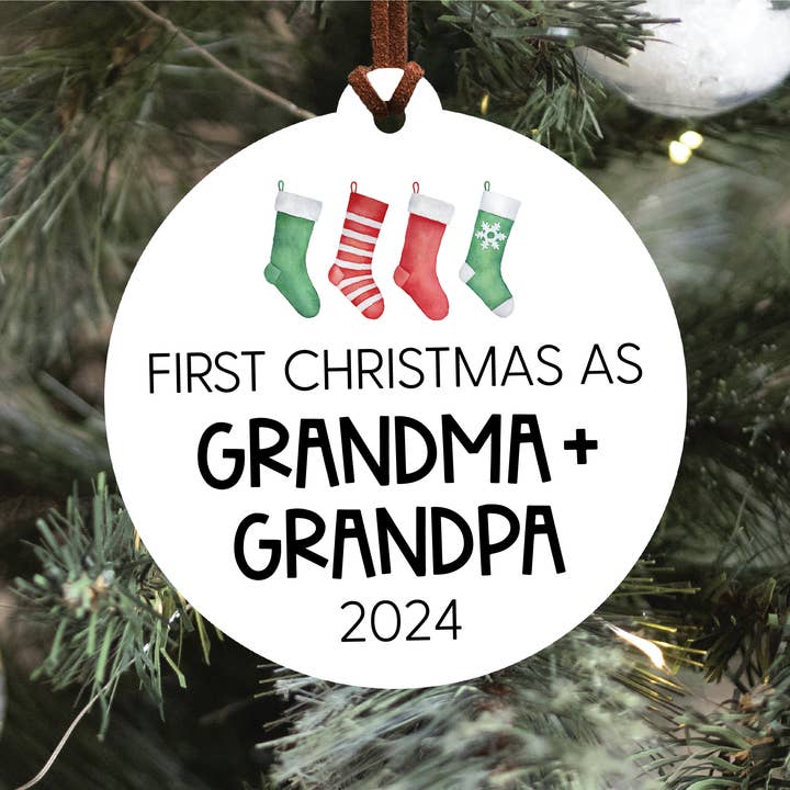 Knotty Design Co. - Wholesale Ornament - First Christmas As Grandparents 2024 Ornament