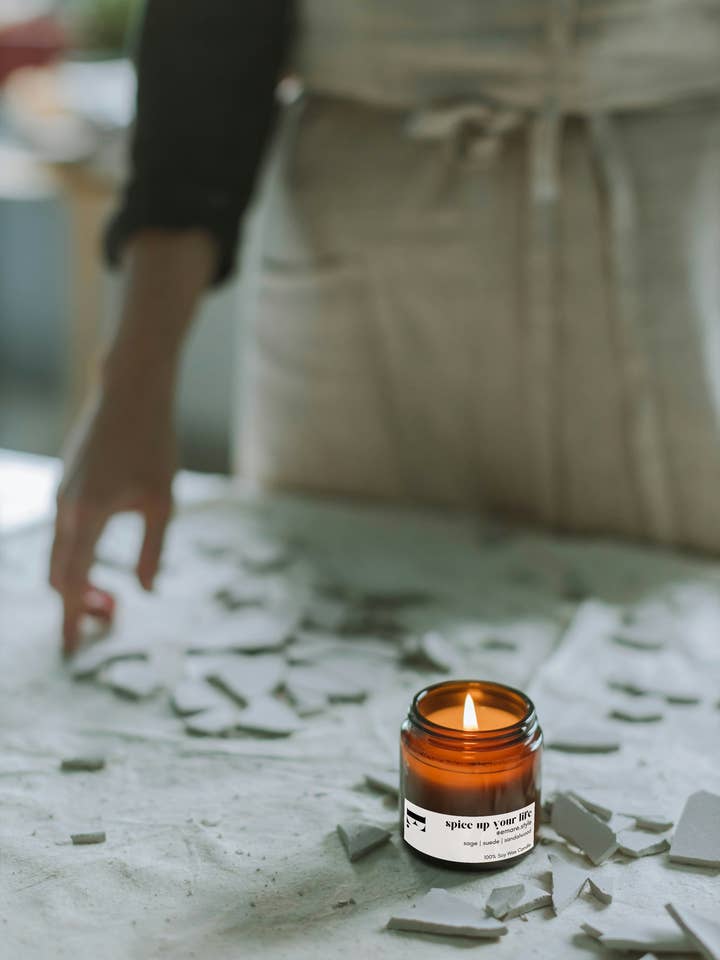 Vela de Cera de Soja Amber Jar - Não Tóxico, 8oz por atacado de Emare Style