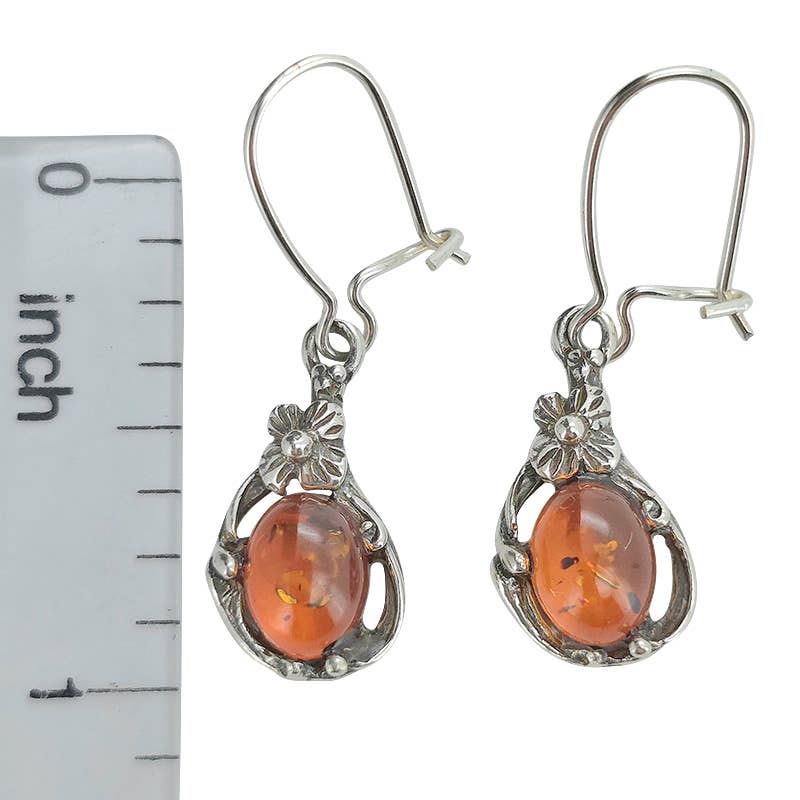 Amberman - Wholesale Dangle Earrings - Cognac Amber Sterling Silver Earrings On Hooks1