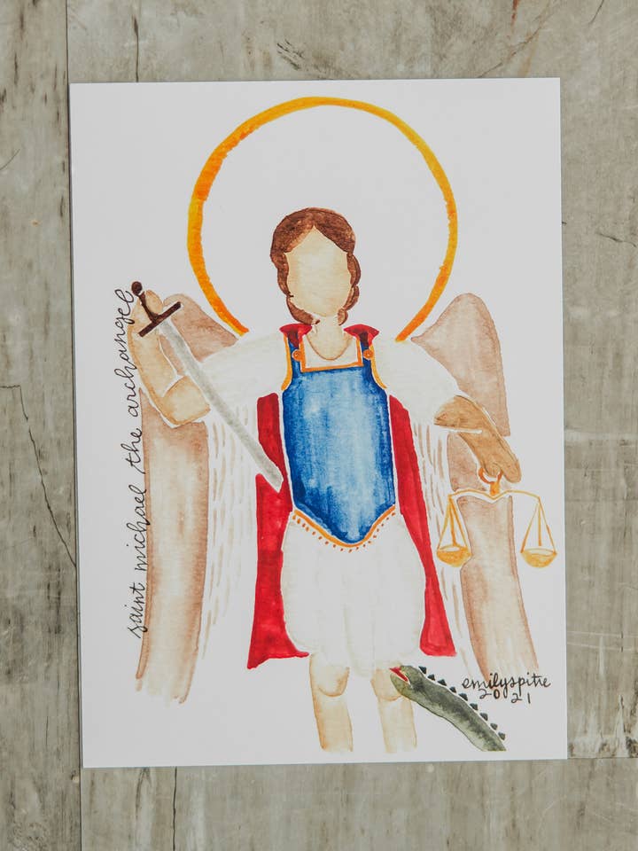 Ärkeängeln Mikael - 5x7 Skriv ut för wholesale av Emily S Pitre Art