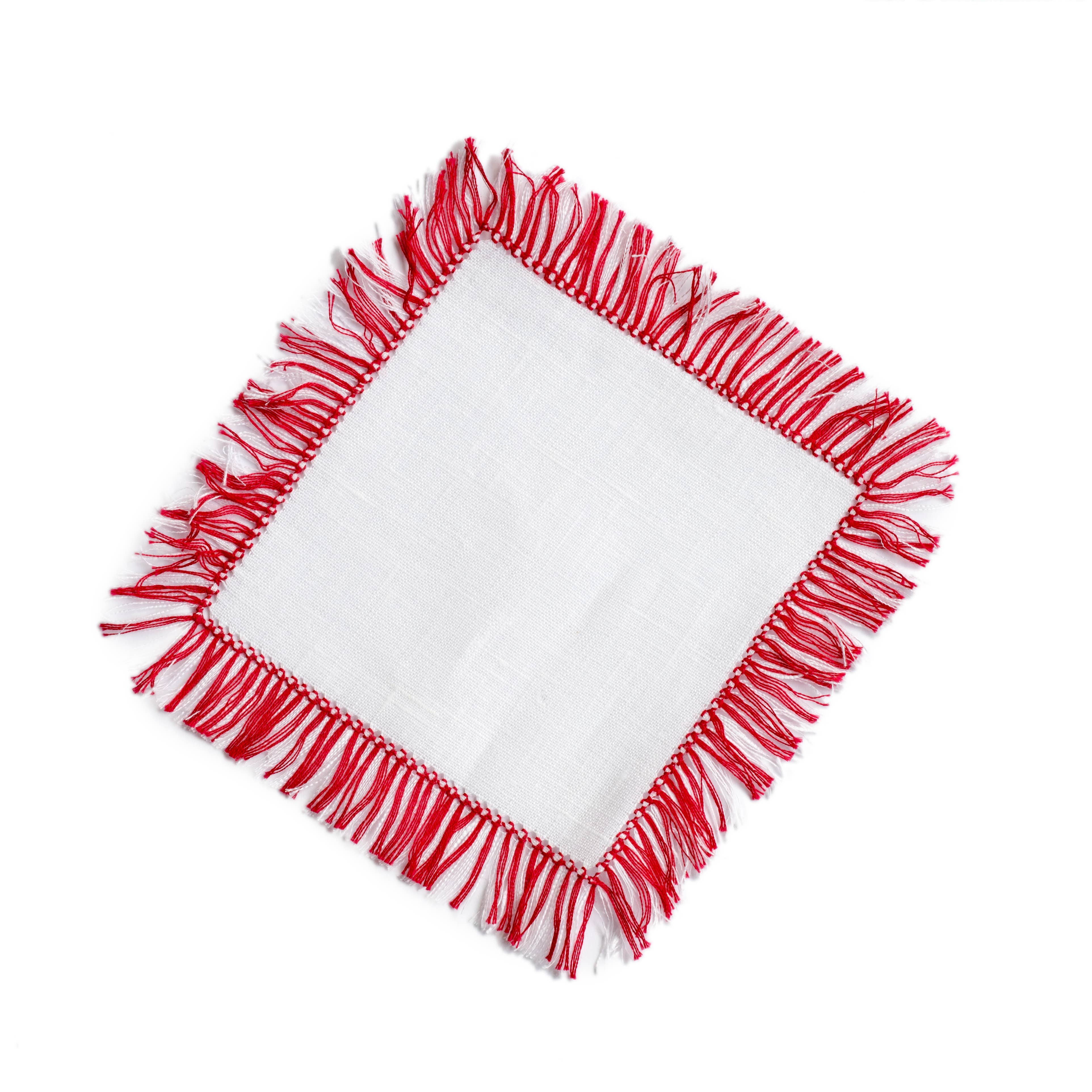 Garden Folly Fine Linens - Wholesale Dinner & Cloth Napkin - Fringe Benefits Linen Cocktail Napkin1