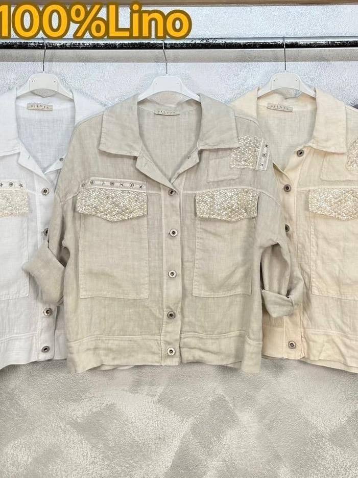 Veste en lin élégante pour femme FC-45770 pour la vente par CENTO UNO ITALY