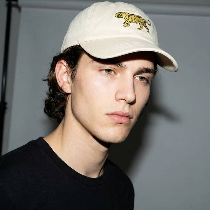RESTOCK! Beige Cap | Embroidered Tiger for wholesale by Palms and Tigers