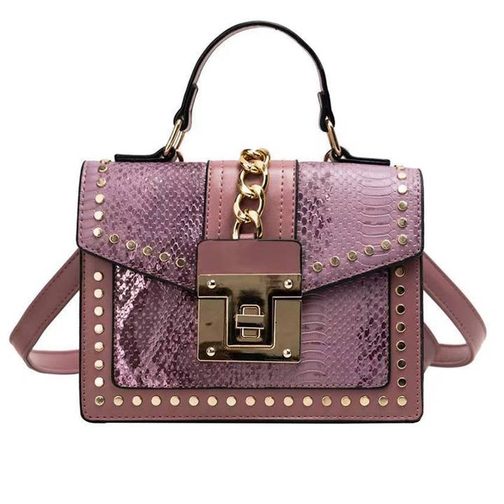 Ole - Wholesale Top Handle Bag - Women's - PU Leather Stud chain Animal Print  Purses HB114711