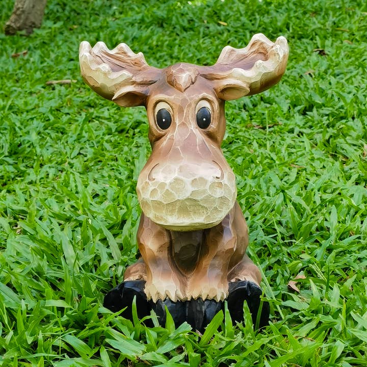 Hi-Line Gift Ltd. - Wholesale Decorative Figurine - Sitting Moose Garden Statue Decor0