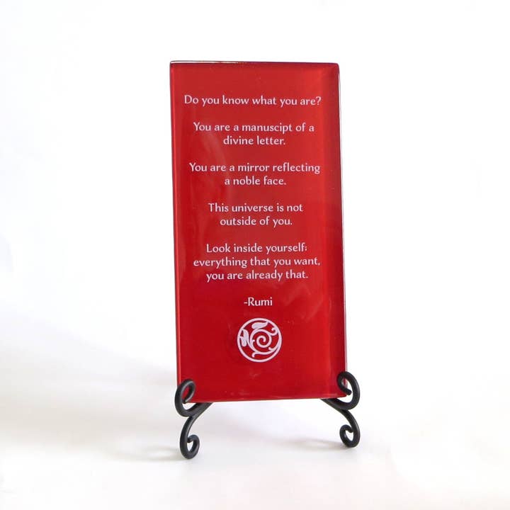 Lifeforce Glass, Inc. - Vente Plaque murale - Plaque en verre, citation Rumi, Savez-vous ce que vous êtes ?1