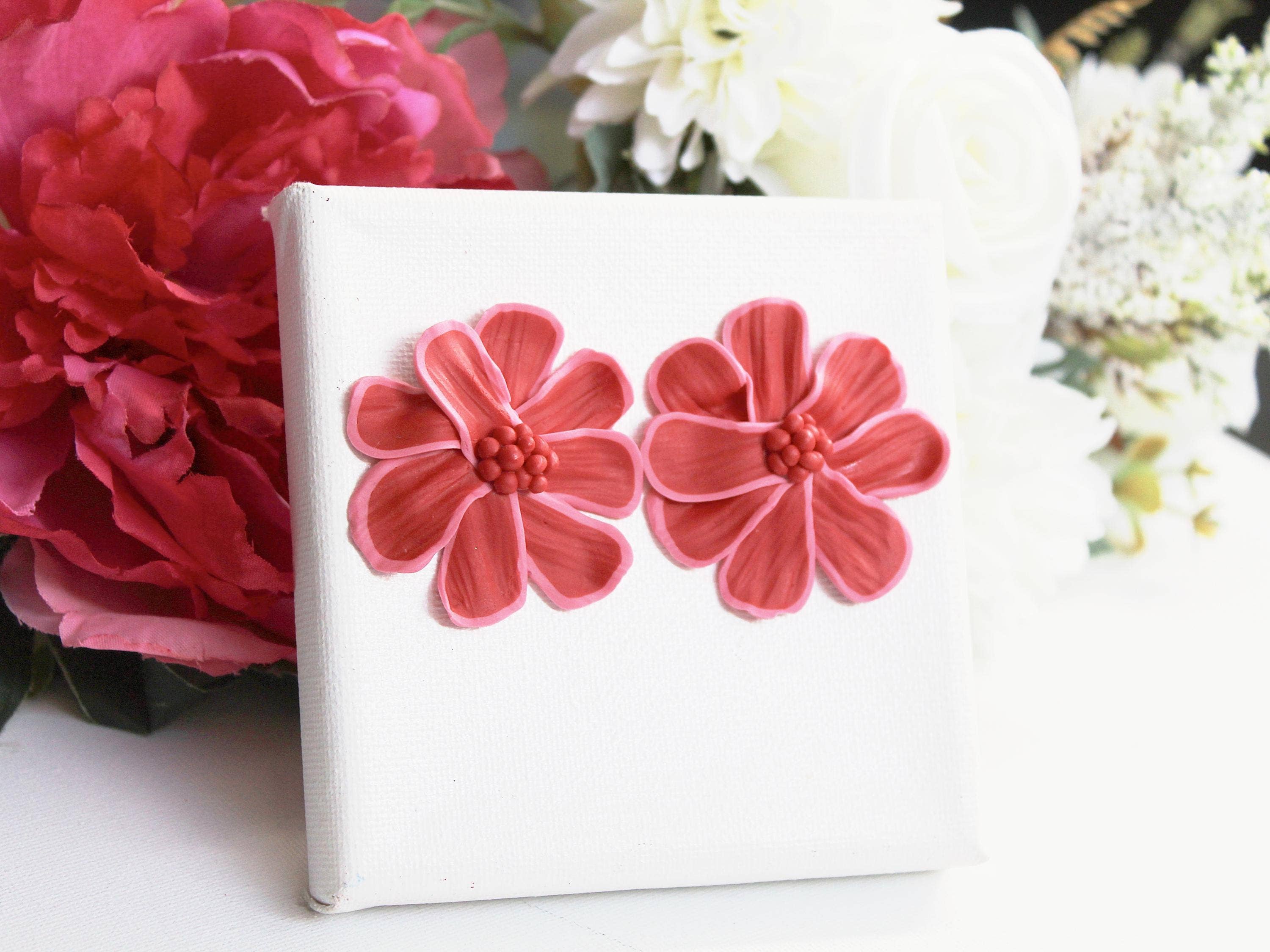 Studio Niani - Wholesale Dangle Earrings - Red Flower Earrings, Statement Clay Earrings, Polymer Clay1