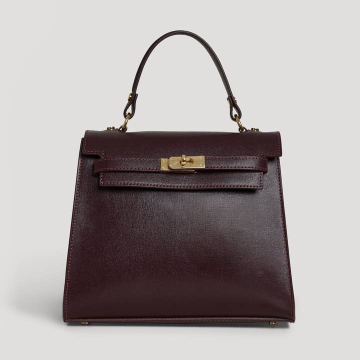 Voemièn – Großhandel Henkeltasche – Damen – Zaira Tasche aus Bordeaux Saffiano-Leder0